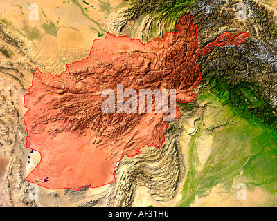 Hervorgehobene Satellitenbild von Afghanistan Stockfoto