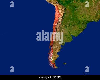 Markierte Bild von Chile In rot hervorgehoben Stockfoto