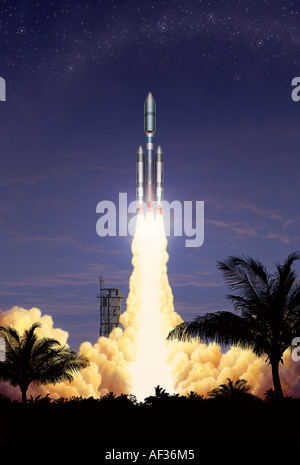 Rakete abheben Stockfoto