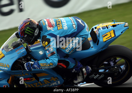 der amerikanische Motogp-Fahrer John Hopkins an Bord seiner Rizla Suzuki Stockfoto