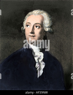 Chemiker Antoine Laurent Lavoisier. Hand - farbige Gravur Stockfoto