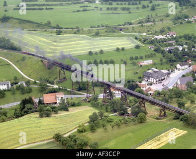 Museum Deutsche Bahn, Dampfmaschine, Eisenbahn Brücke Blumberg, Deutschland, Baden-Württemberg, Blumberg Stockfoto