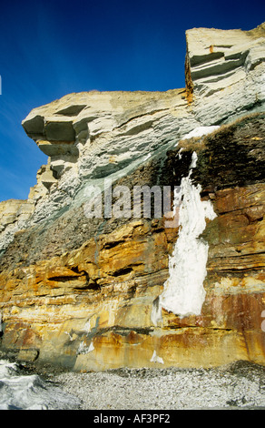 Eisfall und Felsformationen in Paldiski Pakri Estland Stockfoto