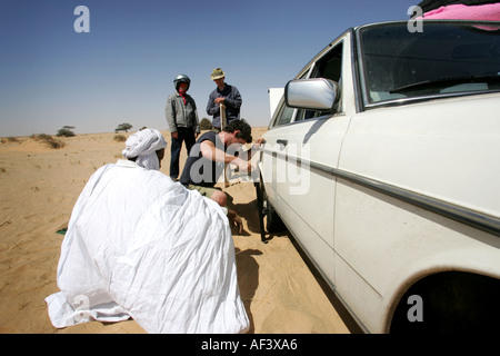 Wegweiser zur Sahara in Mauretanien Stockfoto