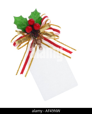 Leere weiße Weihnachten tag auf weißem Hintergrund Stockfoto