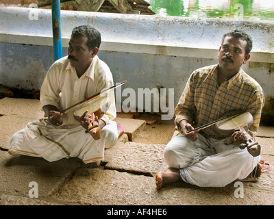 Performer im Shri Krishna Tempel, Ambalpuram, Kerala Stockfoto