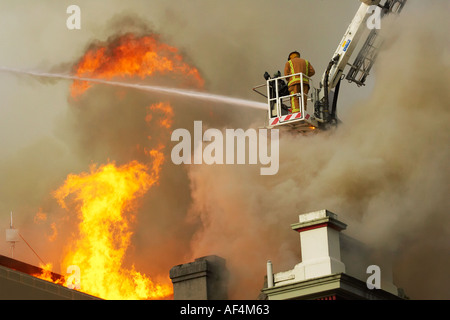 Gebäude Feuer Dunedin Neuseeland Südinsel Stockfoto