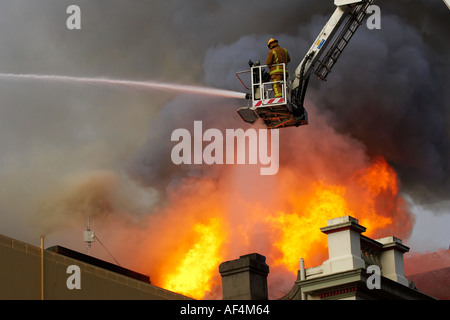 Gebäude Feuer Dunedin Neuseeland Südinsel Stockfoto