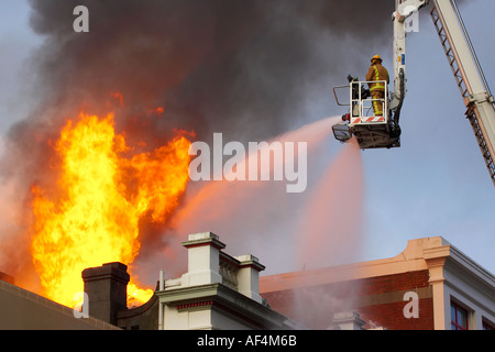 Gebäude Feuer Dunedin Neuseeland Südinsel Stockfoto