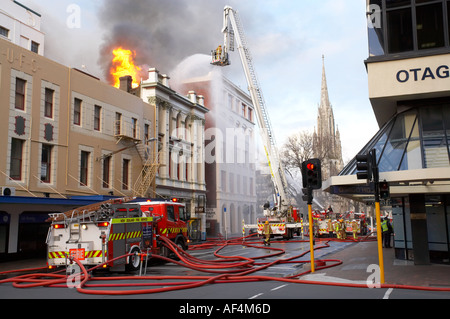 Gebäude Feuer Dunedin Neuseeland Südinsel Stockfoto