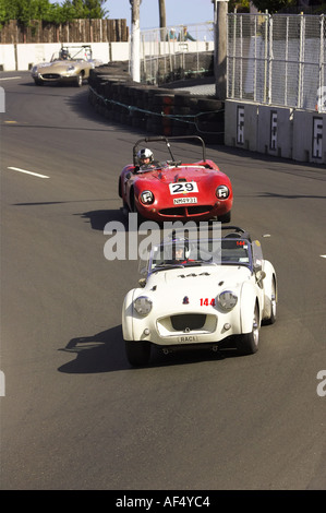 Triumph TR3 und Mistral TR3a Classic Straßenrennen Dunedin Neuseeland Südinsel Stockfoto