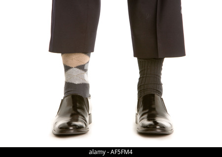 Geschäftsmann, tragen, nicht passende Socken Stockfoto
