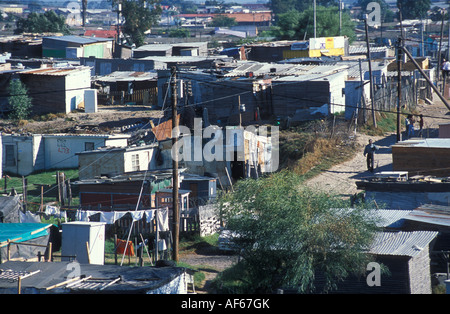 Hütten in der Gemeinde Nyanga in Cape Town, South Africa Stockfoto