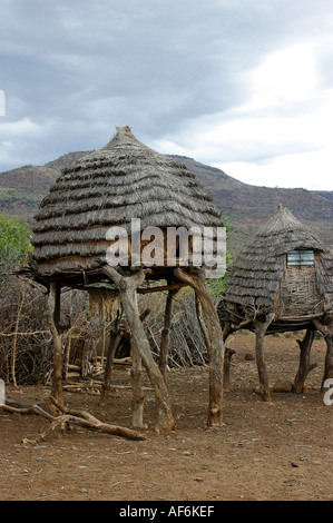 Geographie/Reisen, Südsudan, Landwirtschaft, toposa Dorf, in der Nähe von Nyanyagachor, Silo, Garner, Getreidespeicher, Additional-Rights - Clearance-Info - Not-Available Stockfoto