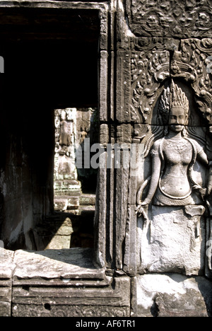 Das Basrelief am Angkor Wat und Kambodscha Stockfoto