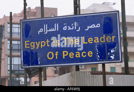 Ägypten-Kairo-Schild "Ägypten ist der Führer des Friedens" Stockfoto