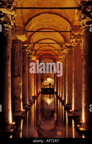 Unterirdische Zisterne, Basilika, Sultan Ahmed Istanbul Türkei. Stockfoto