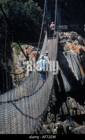 Hängebrücke über den Storms River Mündung in den Tsitsikamma National Park Garden Route Süd Afrika Stockfoto