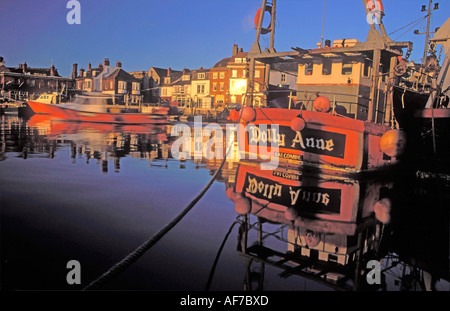 England. Dorset. Hafen von Weymouth. Angelboote/Fischerboote. Stockfoto