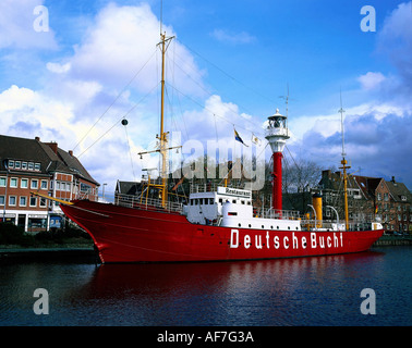 Geographie/Reisen, Deutschland, Niedersachsen, Emden, Hafen, Emder Ratsdelft, Museum Feuerschiff 'Deutsche 00203- Amrumbank", Ostfriesland, Additional-Rights - Clearance-Info - Not-Available Stockfoto