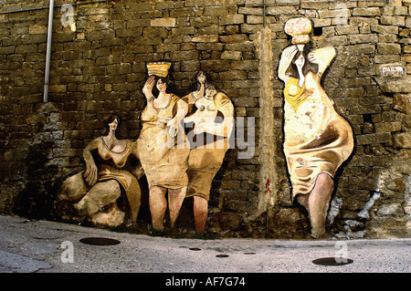 Geographie/Reisen, Italien, Sardinien, Orgosolo, Straßenszenen, Haus mit politischen Wandmalereien, nach lackiert Revolte Bewährung in Mittelamerika,, Additional-Rights - Clearance-Info - Not-Available Stockfoto
