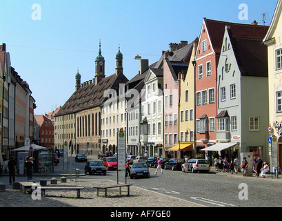Geographie/Reisen, Deutschland, Bayern, Landsberg, Marktplatz, Blick in Richtung Heikstrasse Karolinenbrücke, Additional-Rights - Clearance-Info - Not-Available Stockfoto