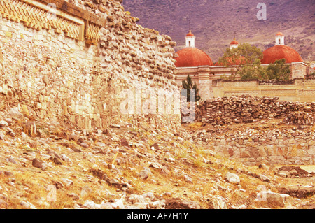 Mitla Kirche und Palast von Spalten Mitla archäologische Zone Oaxaca Mexico Stockfoto