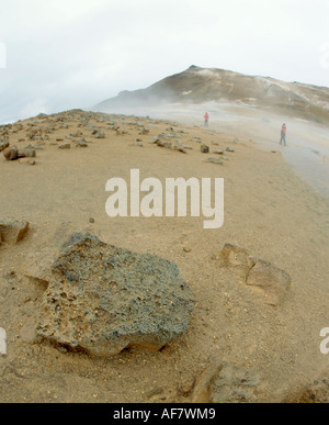 Hverarond-Krater, Schlammpfützen und Dampfdüsen, Island. Stockfoto