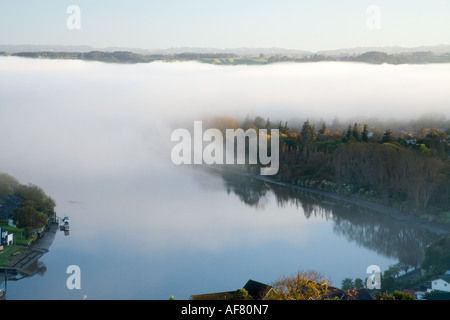 Frühen Morgennebel über Whanganui River Wanganui Nordinsel Neuseeland Stockfoto