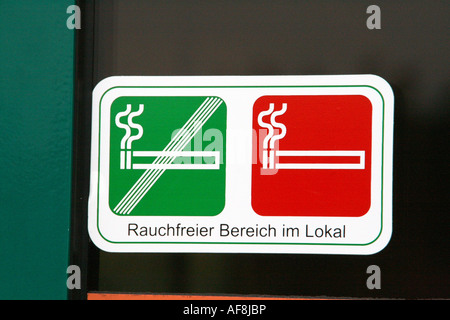 SmokeFree-Bereich in einem restaurant Stockfoto