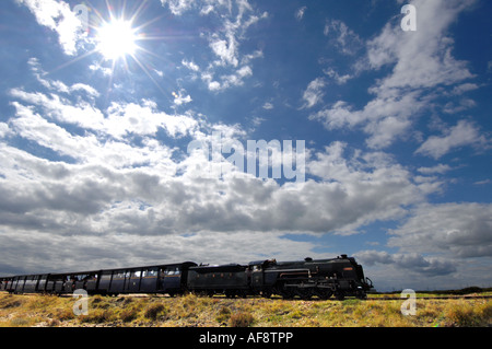 Romney Hythe und Dymchurch Miniatur 15 Zoll Spurweite Dampf Eisenbahn Rennen über Romney Marsh, Kent. Stockfoto