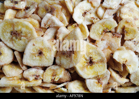 Getrocknete Bananenchips, close-up Stockfoto