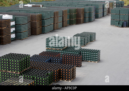 Brauerei C A Veltins GmbH Und Co Gabelstapler auf das Depot für das Leergut Stockfoto