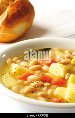 Weiße Bohnensuppe, close-up Stockfoto