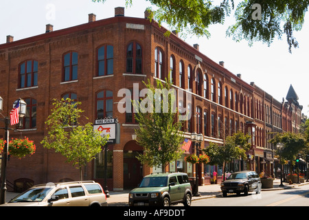 Schöne Backsteingebäude Main St Oneonta New York Otsego County Stockfoto