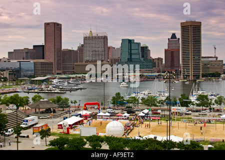 Baltimore Inner Harbor von Federal Hill Stockfoto