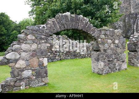 Klassische alte Keystone-Bogen im Dunstaffnage Castle in der Nähe von Oban Scotland UK Stockfoto