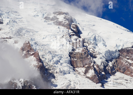 Gletscher-Detail auf dem Mount Rainier vom Gletscher Vista Mount Rainier Nationalpark Washington Stockfoto