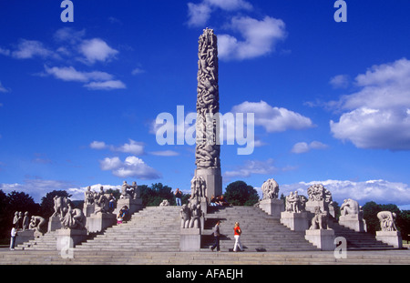 Der Monolith im Vigeland Skulpturenpark, der Frognerpark in Oslo gehört Stockfoto