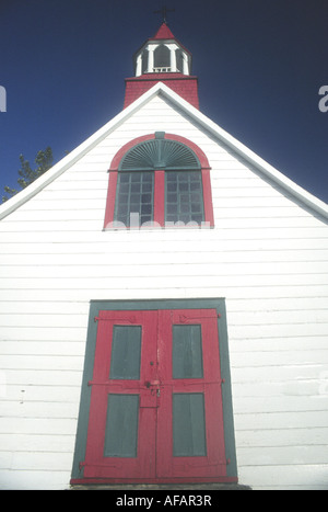 In Tadoussec, Quebec die älteste Holzkirche in Nordamerika wurde im Jahre 1747 errichtet und ist heute eine viel besuchte Sehenswürdigkeit Stockfoto