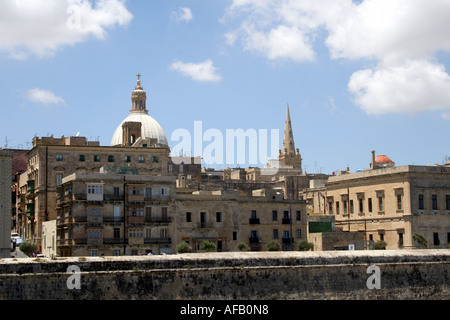 St PAULS ANGLICAN CATHEDRAL und die SKYLINE von VALLETTA. MALTA EUROPA Stockfoto