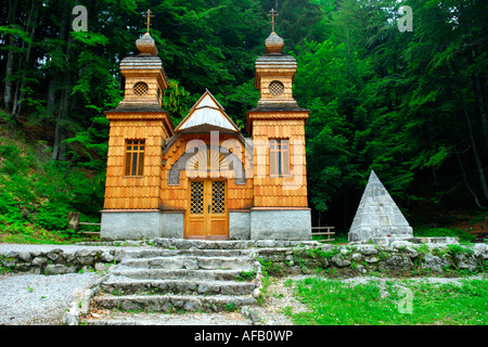 Der russischen Kapelle auf Vrsic Pass in den Julischen Alpen-Slowenien Stockfoto