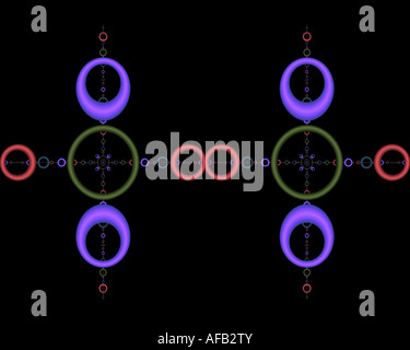 Abstrakte Fraktalbild der bunten Ringe in einem geometrischen Muster Stockfoto