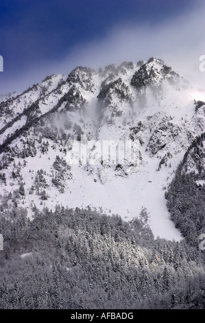 Vista del Valle de Artiga de Lin. Vall d ' Aran Lleida, Katalonien, España. Ansicht des Artigal de Lin Valley, Aran-Tal, Spanien. Stockfoto