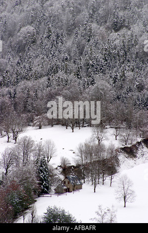 Vista del Valle de Artiga de Lin. Vall d ' Aran Lleida, Katalonien, España. Ansicht des Artigal de Lin Valley, Aran-Tal, Spanien. Stockfoto