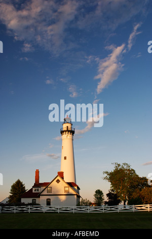 Wind Point Lighthouse in Wisconsin am Lake Michigan Stockfoto