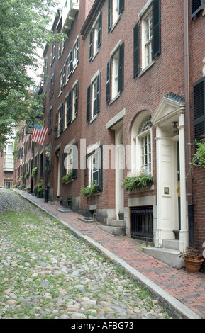 Eichel-Straße auf die sehr exklusive Beacon Hill in Boston, Massachusetts Stockfoto