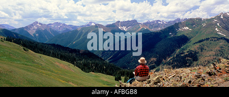 Mit Blick auf Silvertion aus Red Mountain Pass San-Juan-Gebirge CO Stockfoto