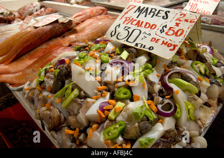 Frische Meeresfrüchte am Wharf Ensenada Mexiko Stockfoto