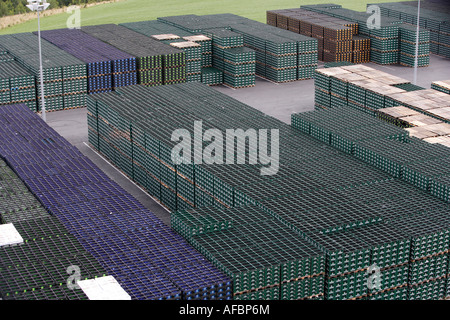 Brauerei C A Veltins GmbH Und Co Gabelstapler auf das Depot für das Leergut Stockfoto